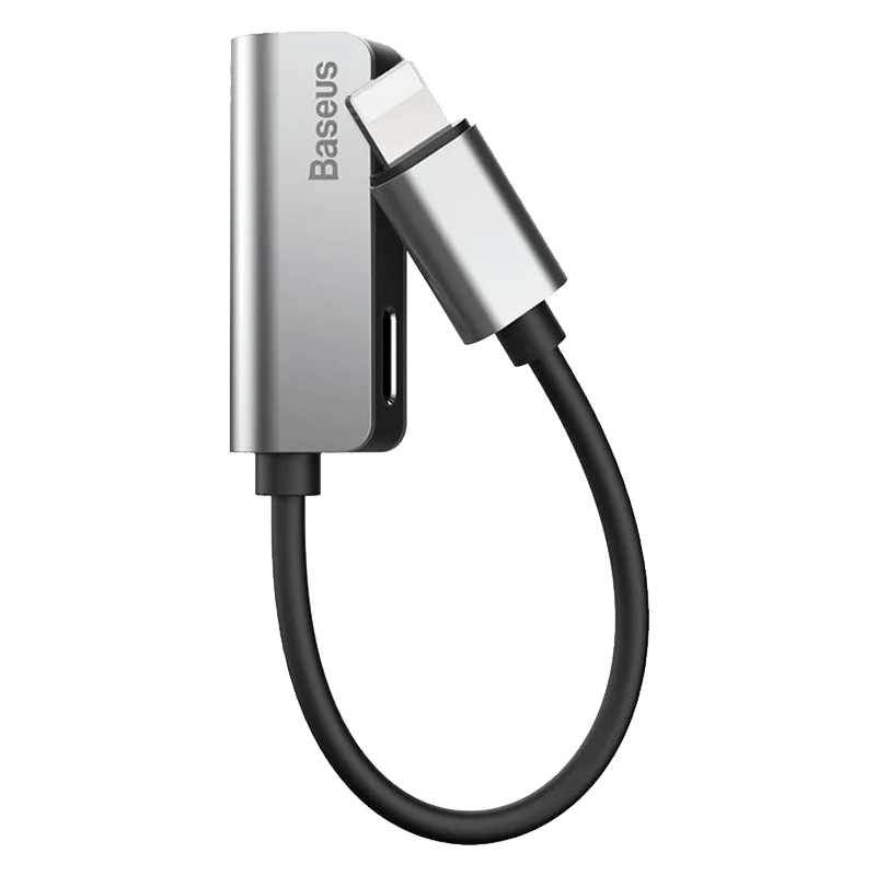 Кабель Baseus 3-in-1 iP Male to Dual iP & 3.5mm Female Adapter L52 Silver-black