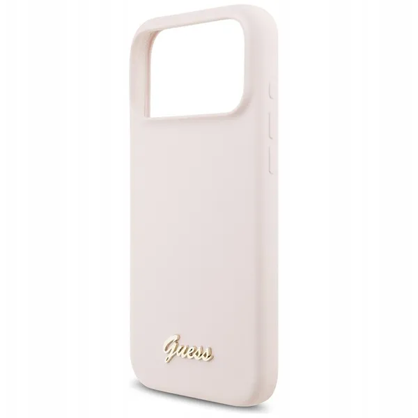 Guess для iPhone 17 Pro Max чехол Liquid silicone Gold metal logo & Camera Hard Pink (MagSafe)