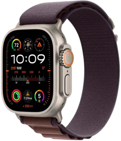 Apple Watch Series Ultra 2 49mm Natural Titanium Case with Indigo Alpine Loop L
