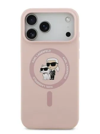 Lagerfeld для iPhone 17 Pro Max чехол Liquid Silicone NFT Karl & Choupette Hard Pink (MagSafe)