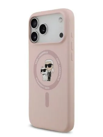 Lagerfeld для iPhone 17 Pro Max чехол Liquid Silicone NFT Karl & Choupette Hard Pink (MagSafe)