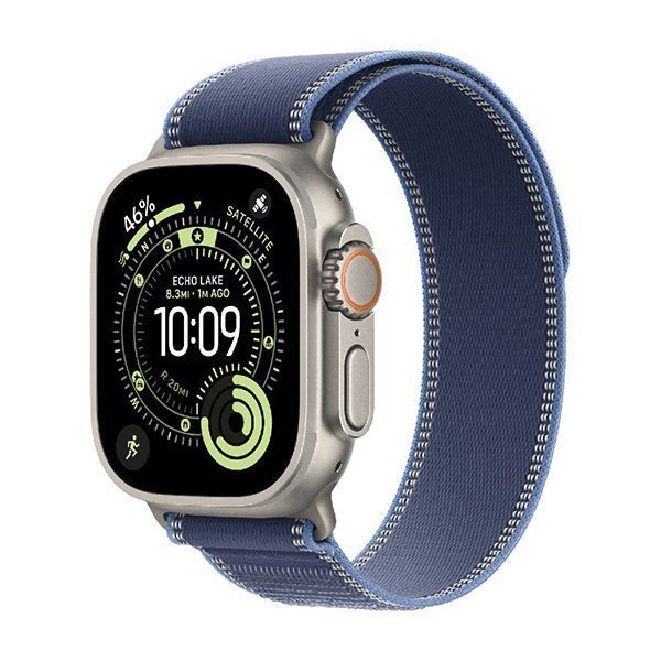 Apple Watch Series Ultra 3 49mm Natural Titanium Case with Blue/Bright Blue Trail Loop S/M