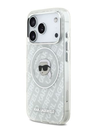 Lagerfeld для iPhone 17 Pro Max чехол IML Karl Head on logo Metal Cam Hard Grey (MagSafe)